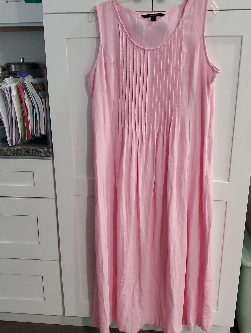 Chadwicks Light Pink Sleeveless Pleated Cotton Dress